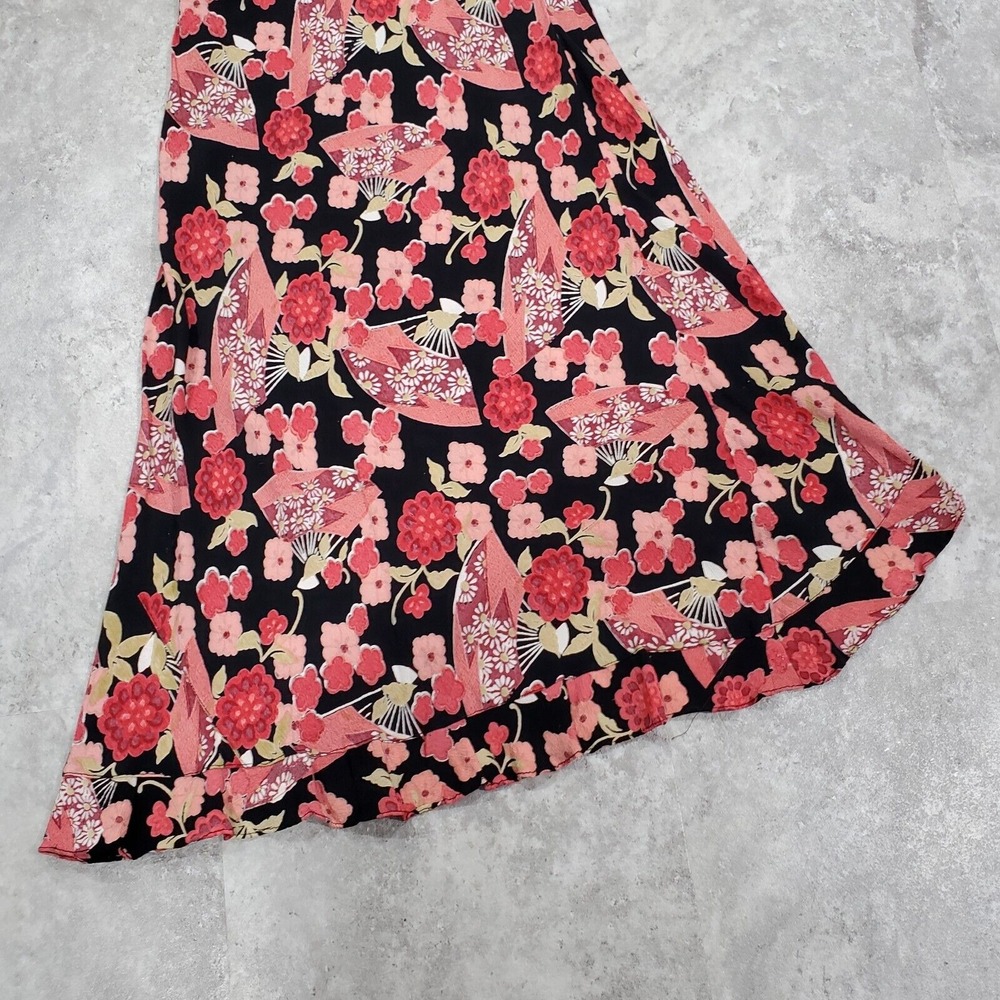 Women's y2k Fairy Floral Pink & Black Midi Dress Angie Ruffle Size M - Picture 6 of 12